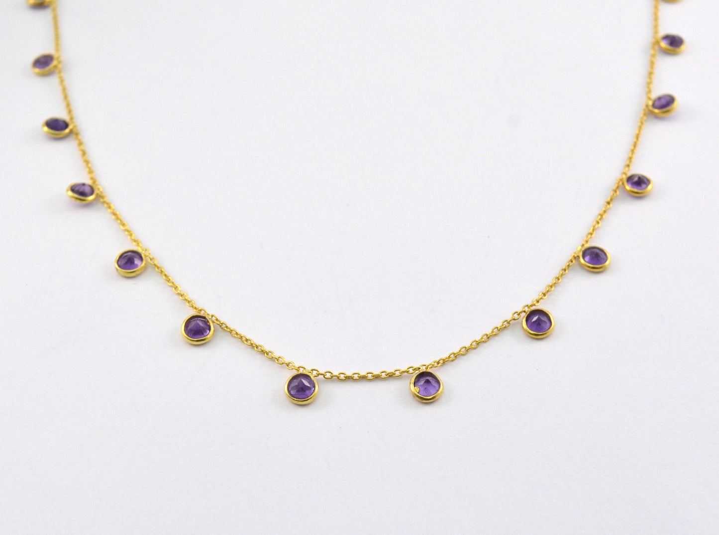 Vintage 925 Silver Gold Rosary Chain - Amethyst 4mm