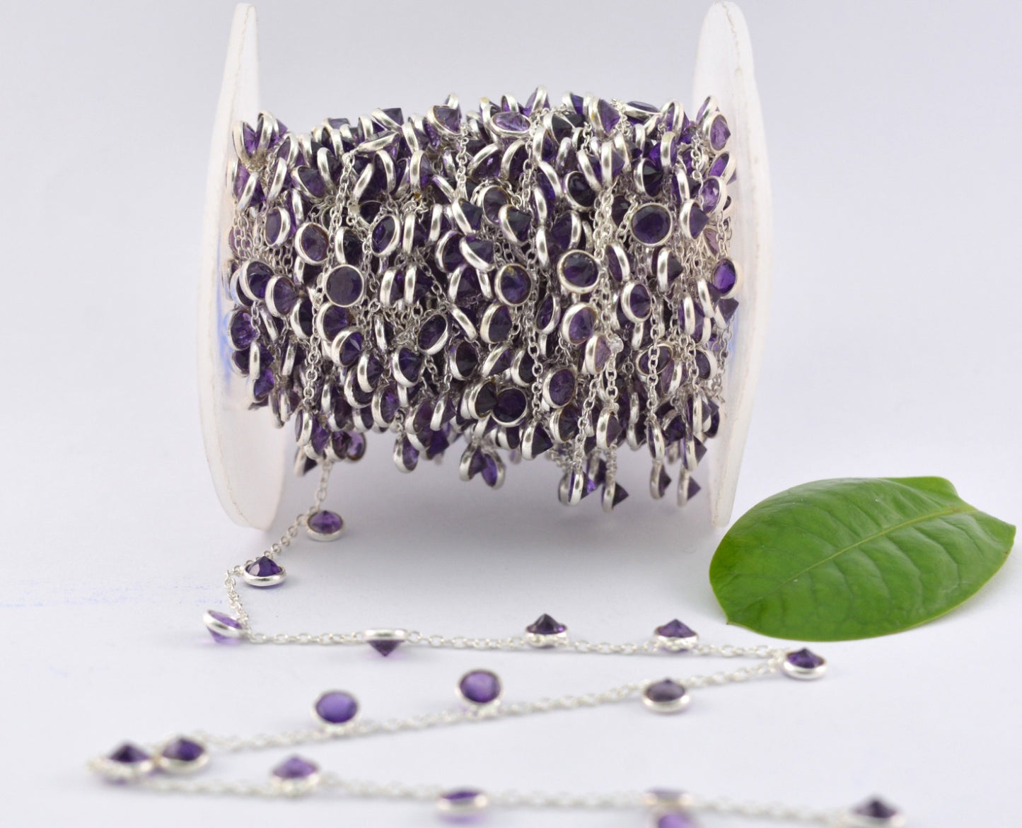 Vintage 925 Silver Gold Rosary Chain - Amethyst 4mm