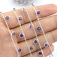 Vintage 925 Silver Gold Rosary Chain - Amethyst 4mm