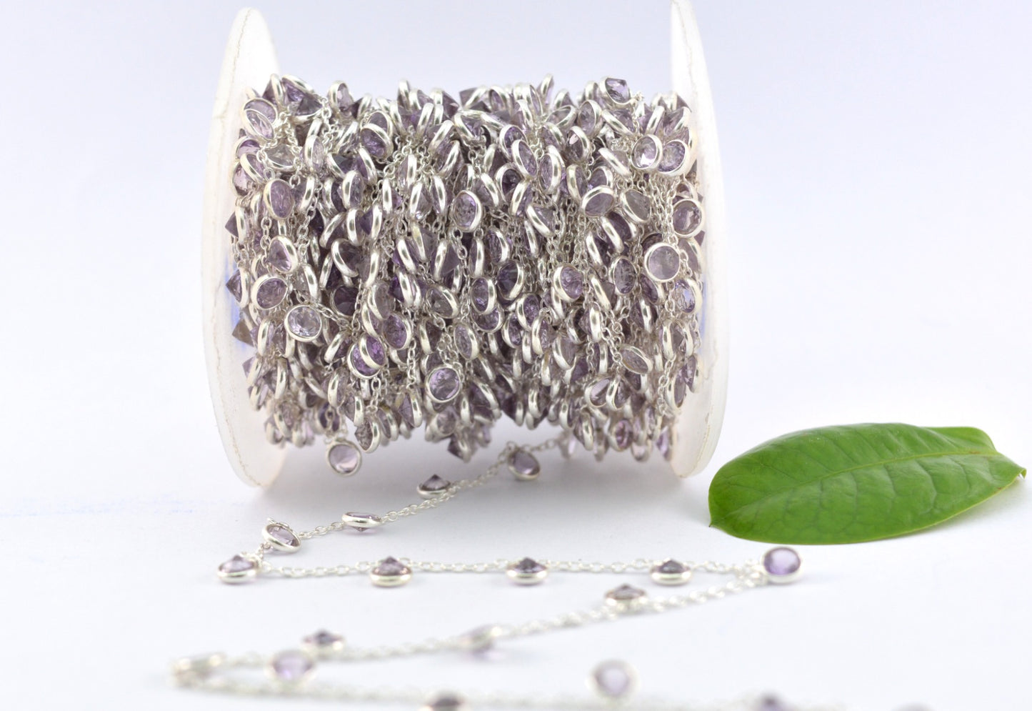 Graceful Rosary Chain - Amethyst 925 Silver Gold 4mm