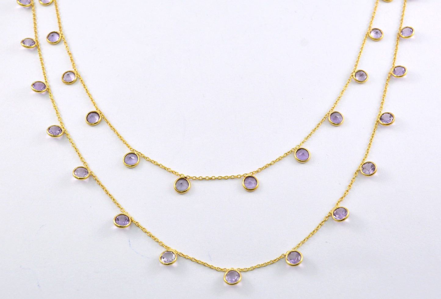 Trendy Rosary Chain - Amethyst 925 Silver Gold 5mm