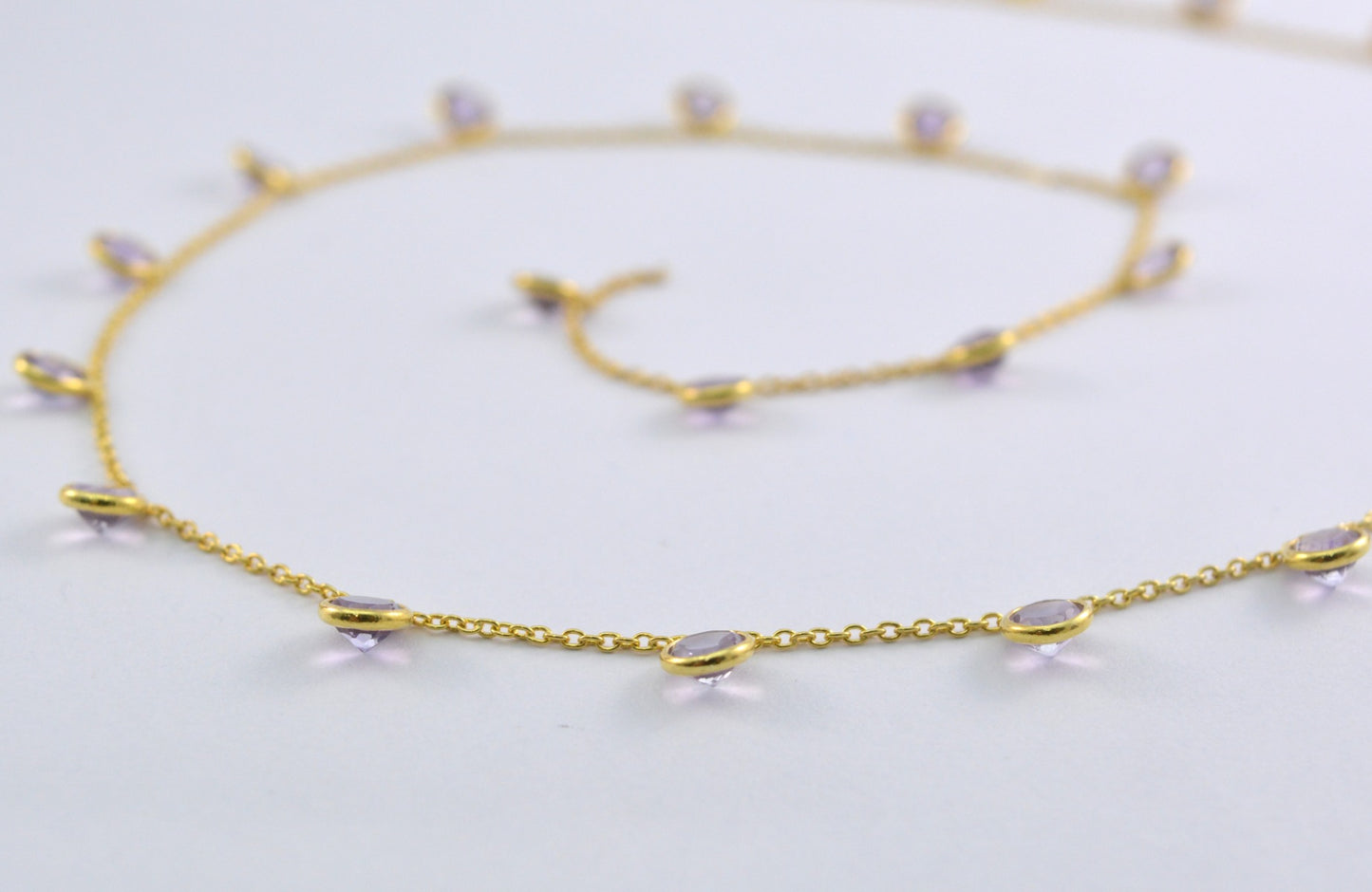Trendy Rosary Chain - Amethyst 925 Silver Gold 5mm