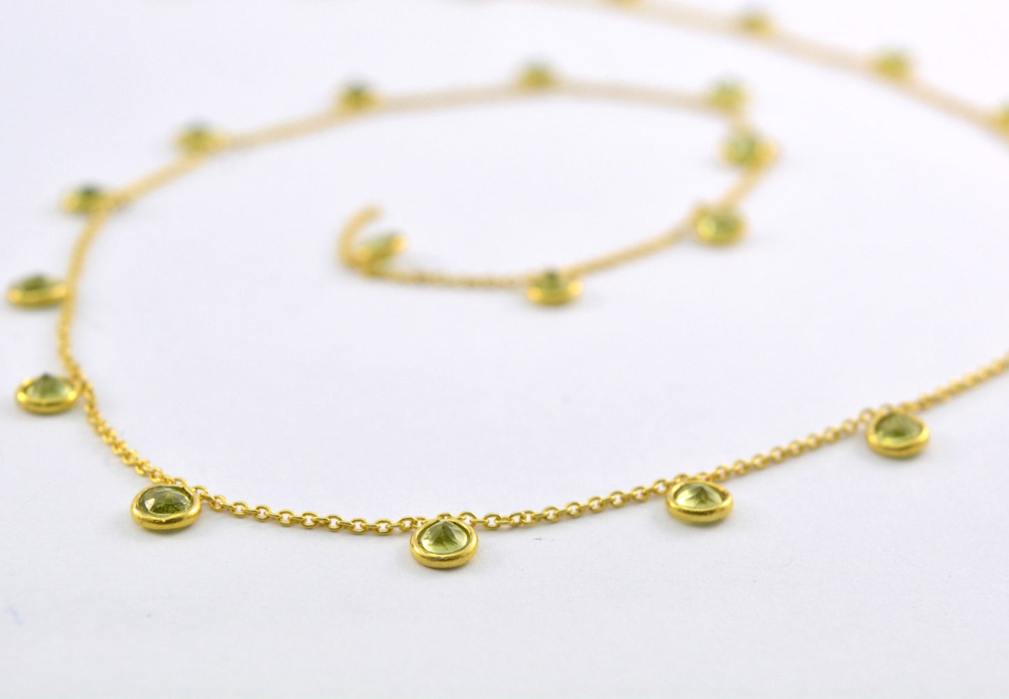 925 Silver Gold Rosary Chain with Peridot - 4mm