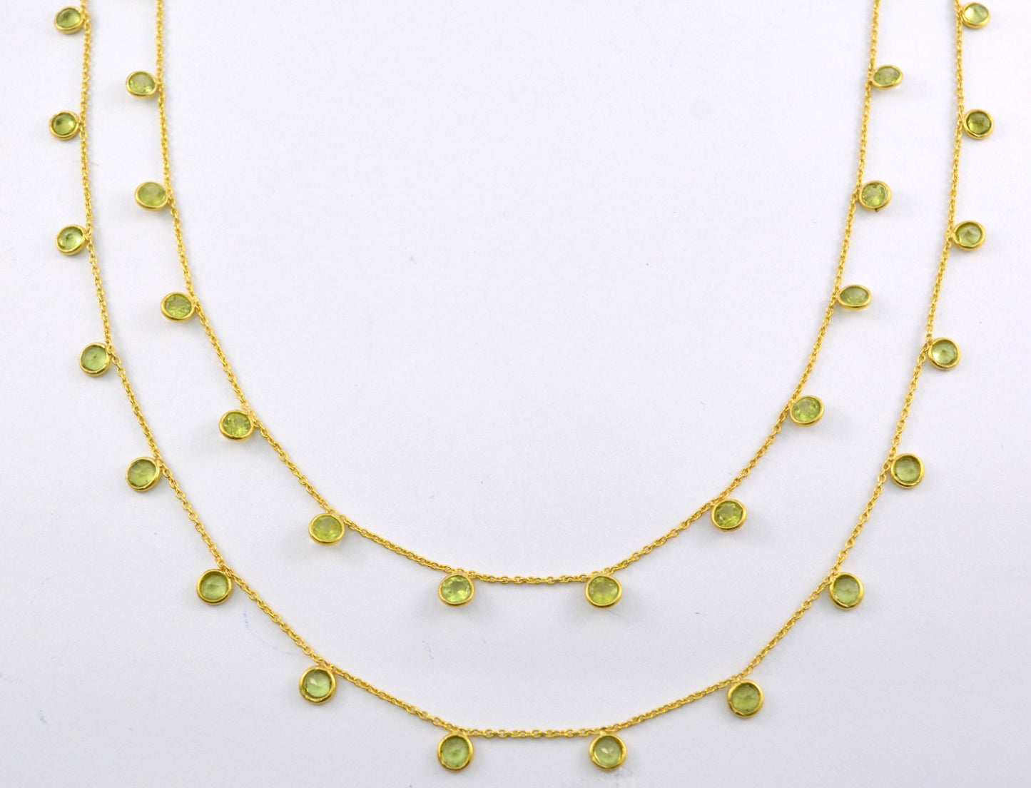 925 Silver Gold Rosary Chain with Peridot - 4mm