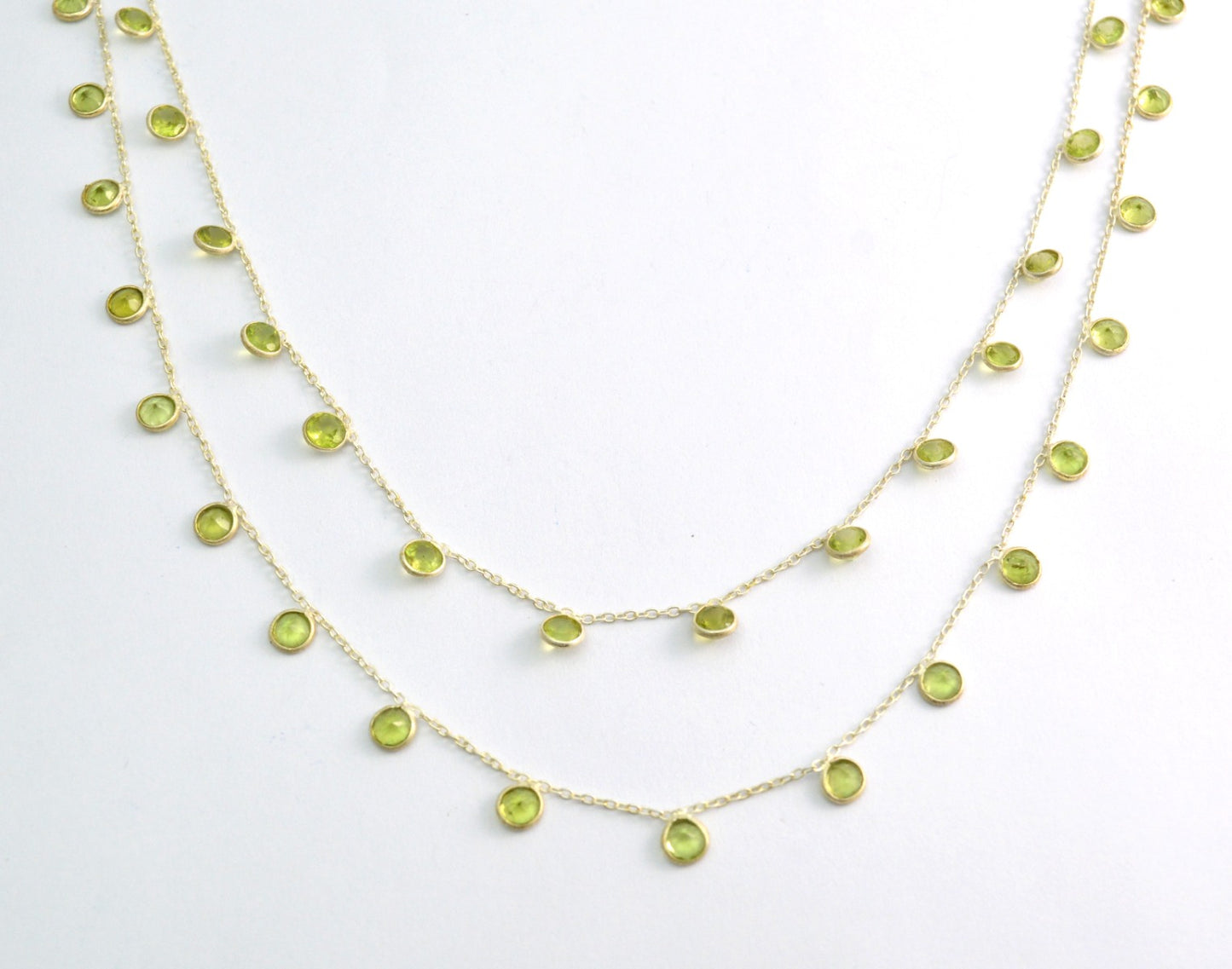 925 Silver Gold Rosary Chain with Peridot - 4mm