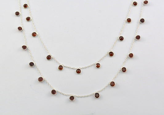 Graceful 925 Silver Gold Rosary Chain - Garnet 4mm - view 3