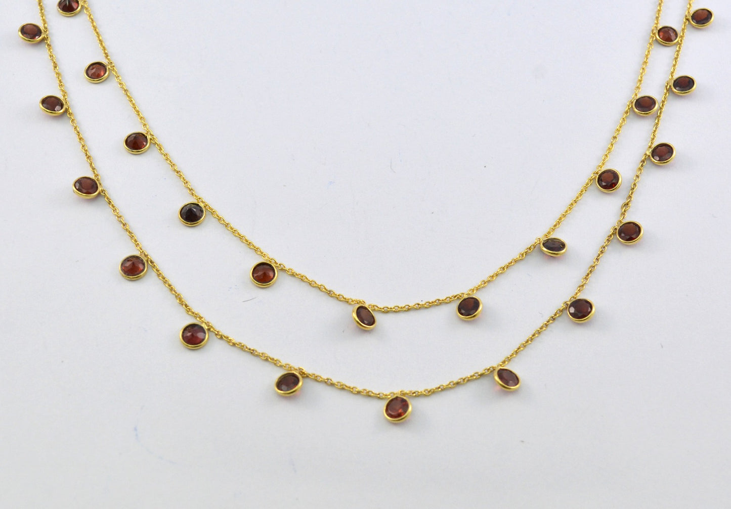 Graceful 925 Silver Gold Rosary Chain - Garnet 4mm