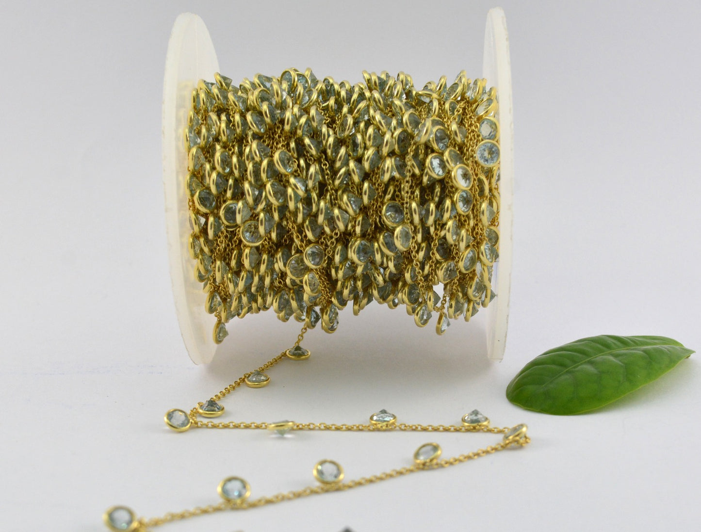 Stylish Rosary Chain - Topaz 925 Silver Gold 4mm