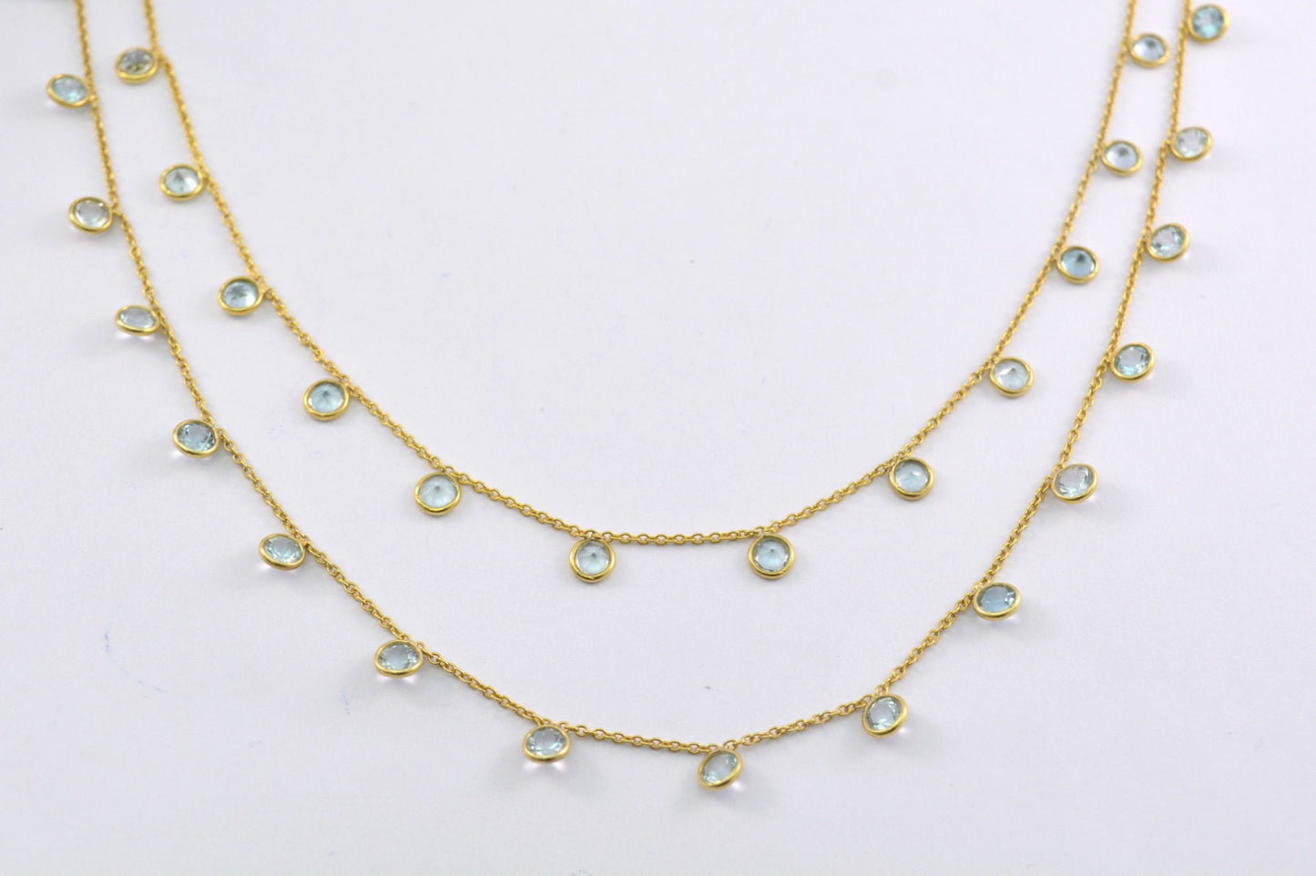 Stylish Rosary Chain - Topaz 925 Silver Gold 4mm