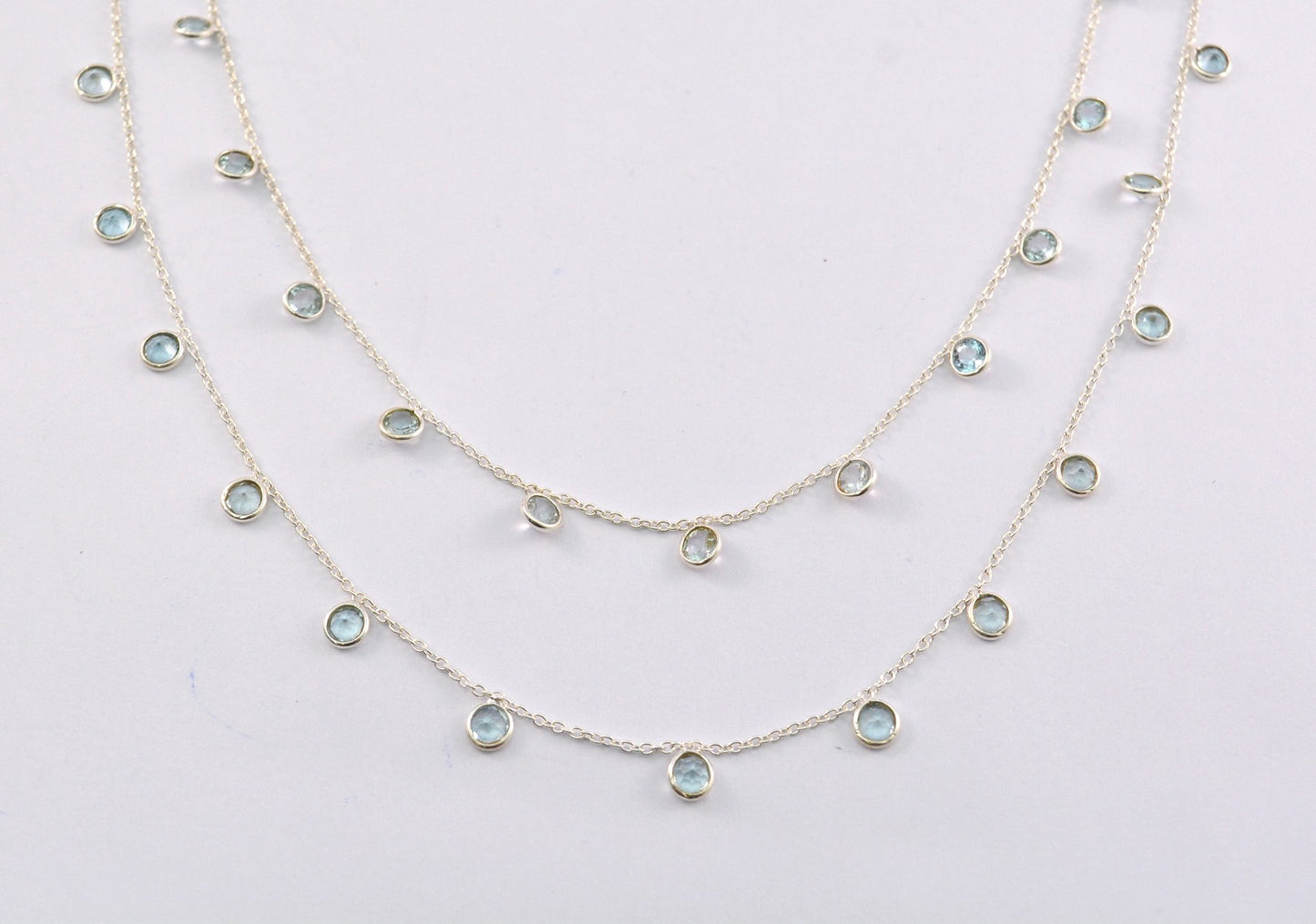 Stylish Rosary Chain - Topaz 925 Silver Gold 4mm