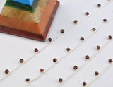 Garnet Rosary Chain - 925 Silver Gold, 3mm