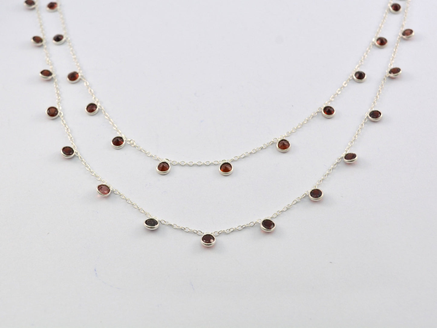 Garnet Rosary Chain - 925 Silver Gold, 3mm