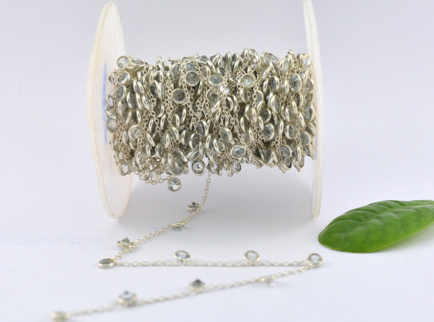 Garnet Rosary Chain - 925 Silver Gold, 3mm