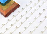 Blue Topaz Rosary Chain, 925 Sterling Silver, 3mm Faceted