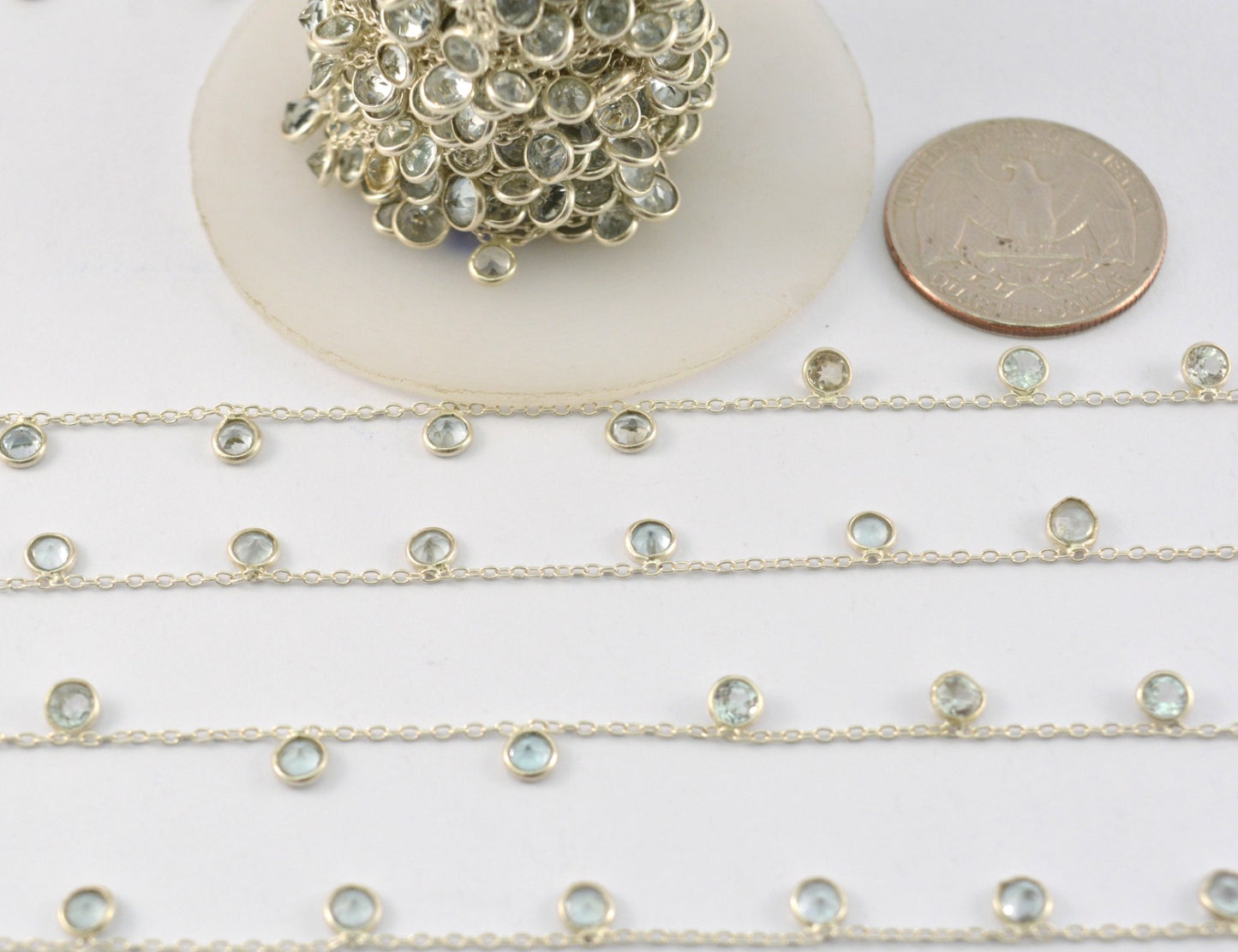 Garnet Rosary Chain - 925 Silver Gold, 3mm