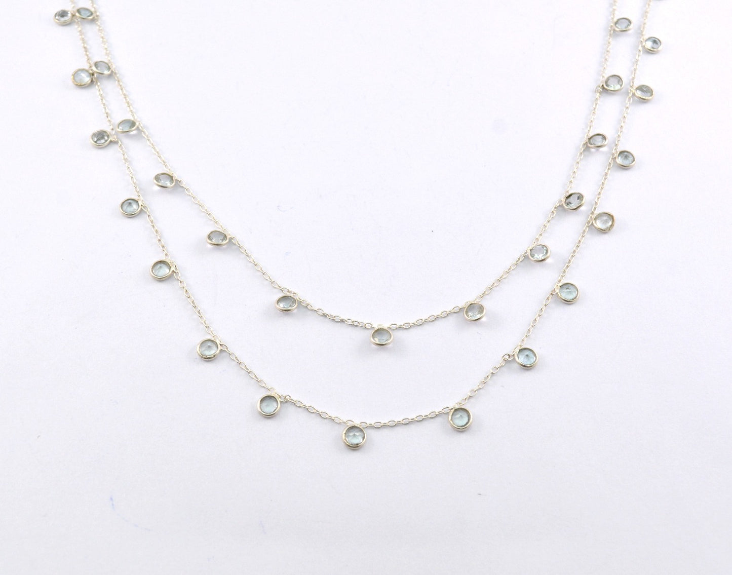 Topaz Rosary Chain - 925 Silver Gold, 3mm