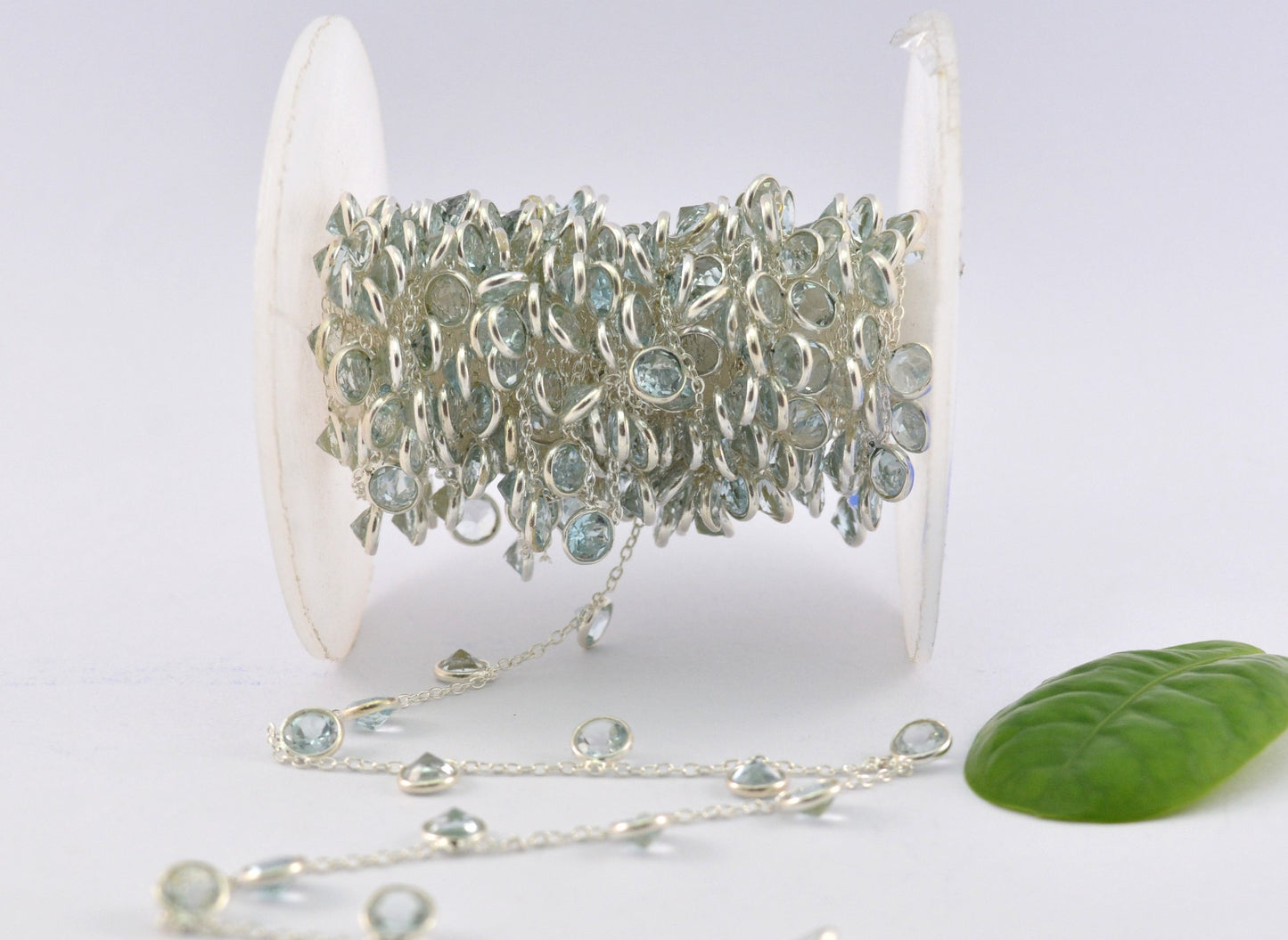 Topaz Rosary Chain - 925 Silver Gold, 3mm