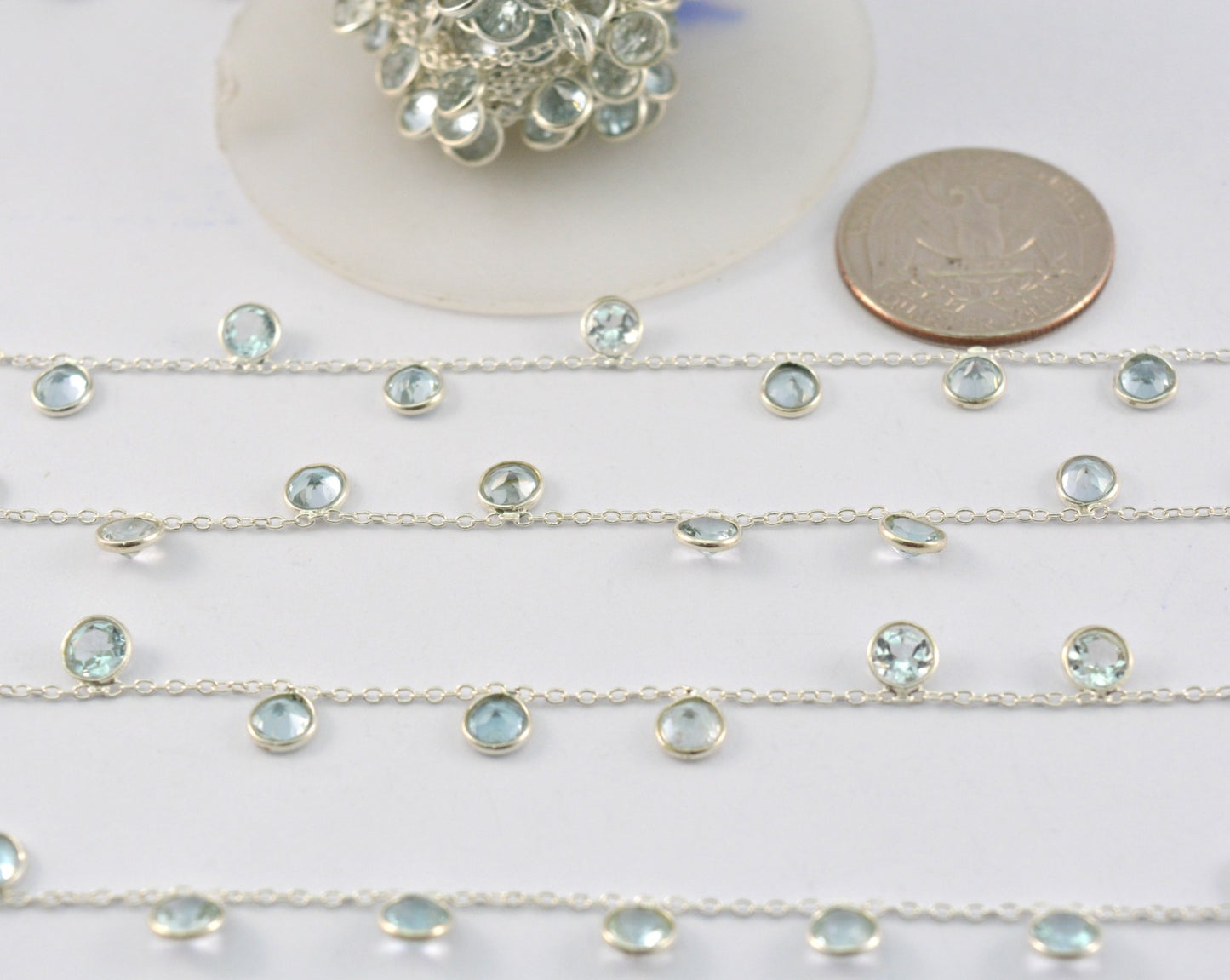 Topaz Rosary Chain - 925 Silver Gold, 3mm