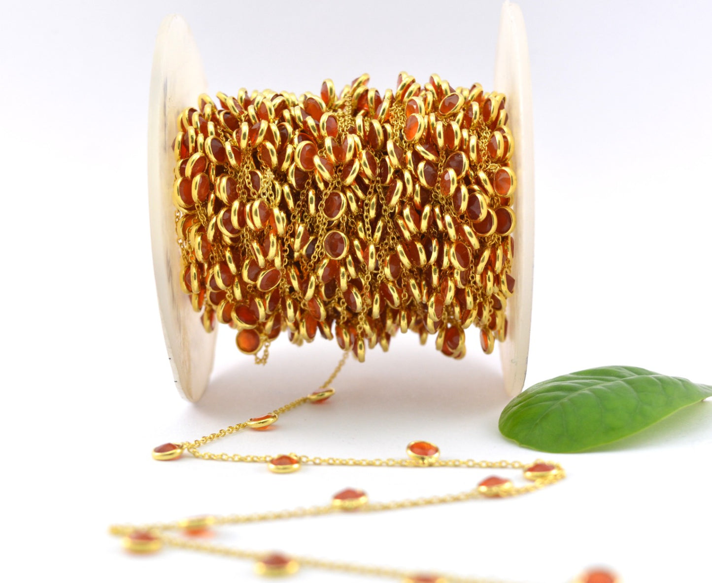 925 Silver Gold Rosary Chain with Stone - 4mm