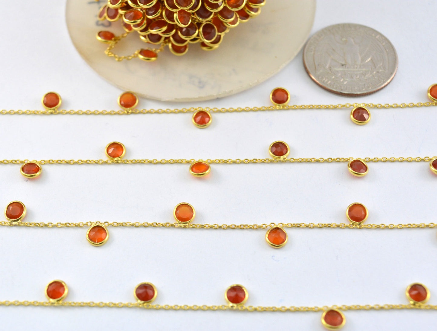 925 Silver Gold Rosary Chain with Stone - 4mm