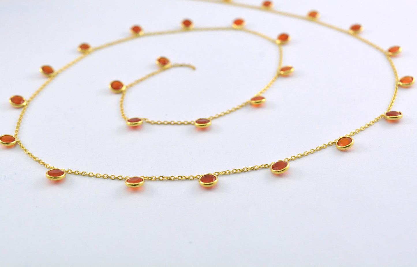 925 Silver Gold Rosary Chain with Stone - 4mm