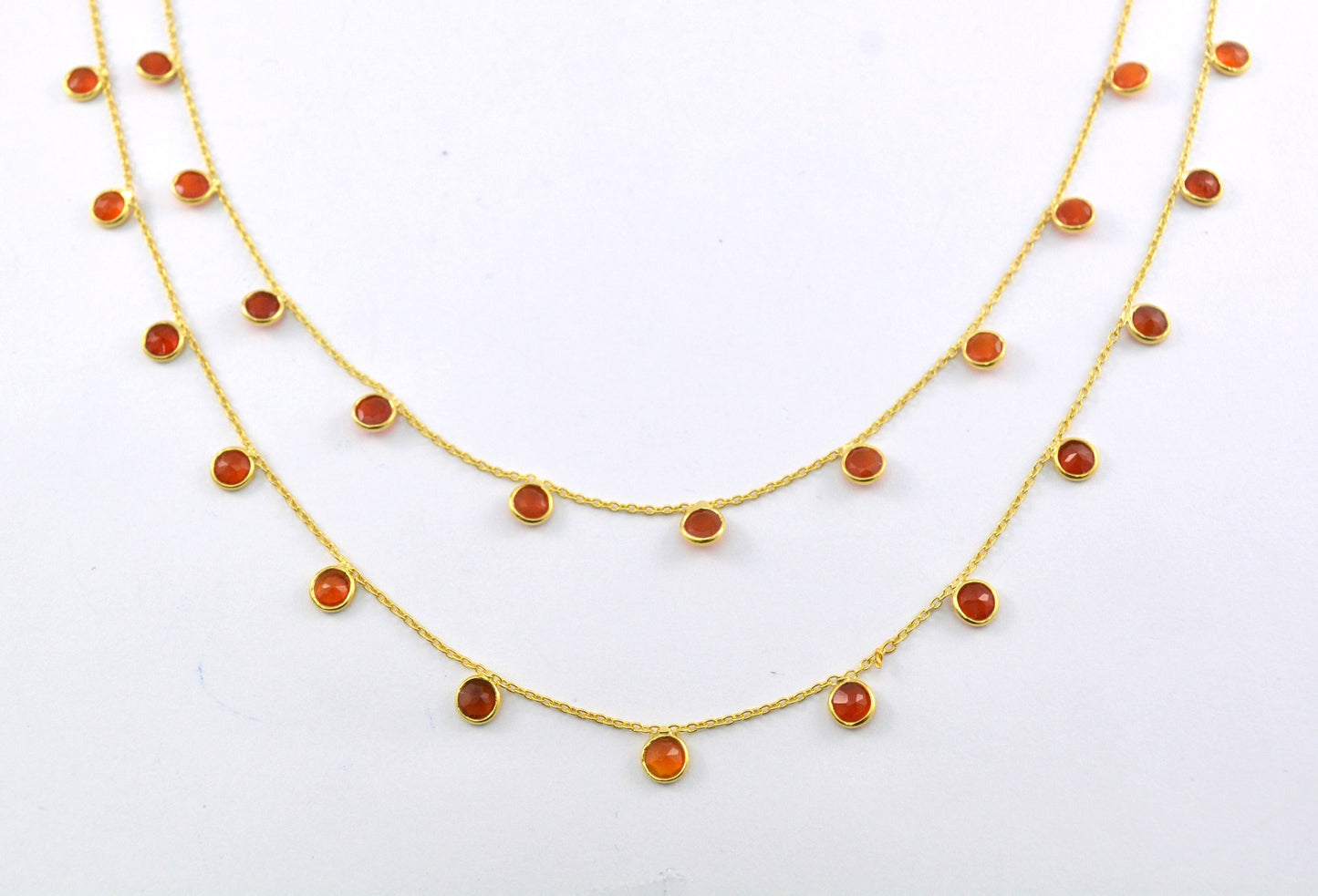 925 Silver Gold Rosary Chain with Stone - 4mm