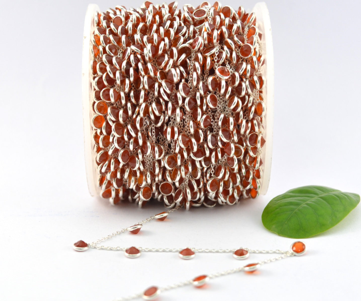 925 Silver Gold Rosary Chain with Stone - 4mm