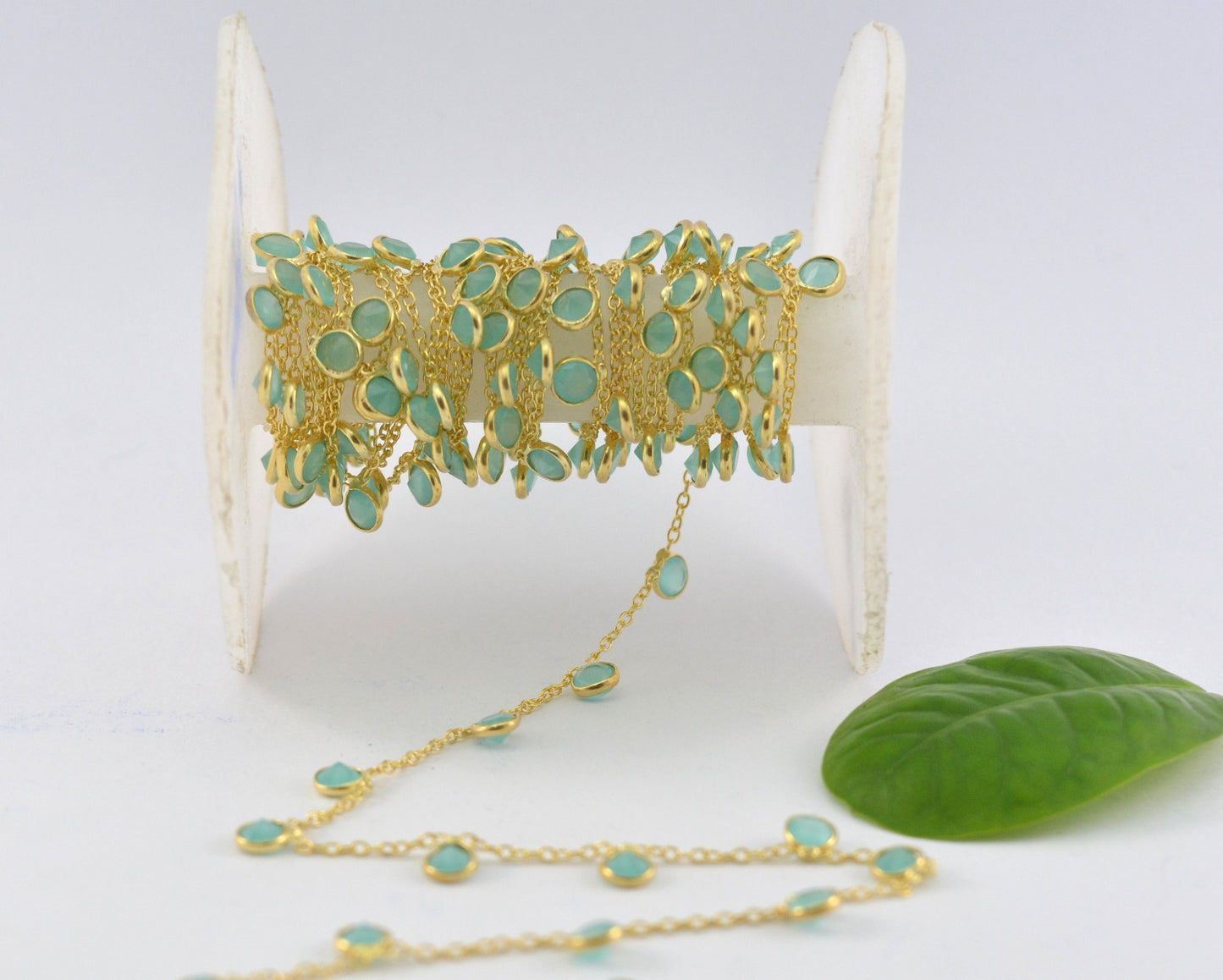 925 Silver Gold Rosary Chain with Stone - 4mm #2