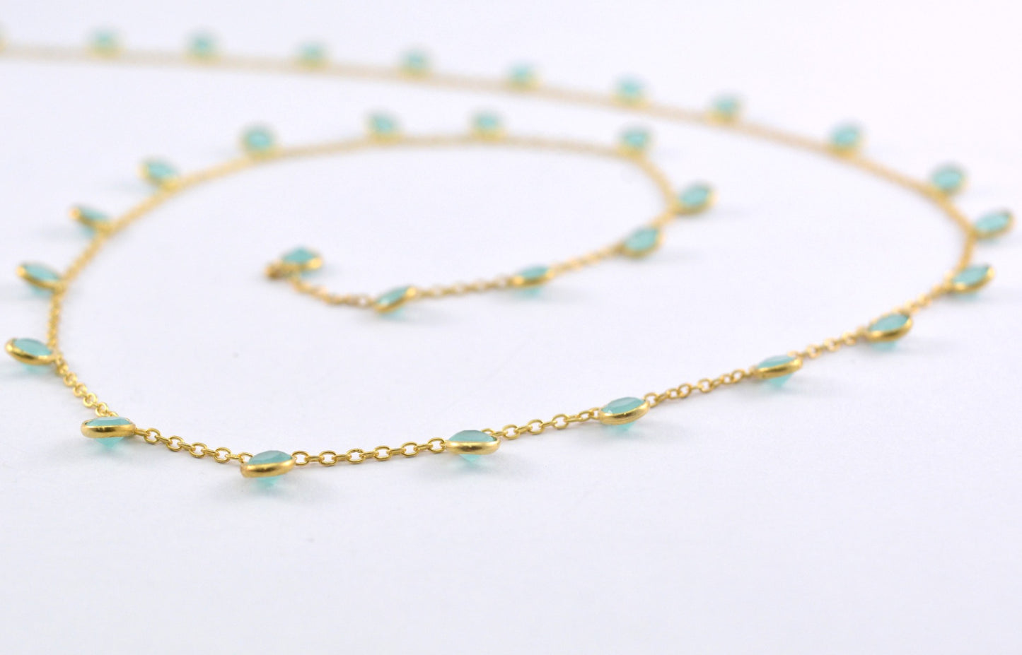 925 Silver Gold Rosary Chain with Stone - 4mm #2