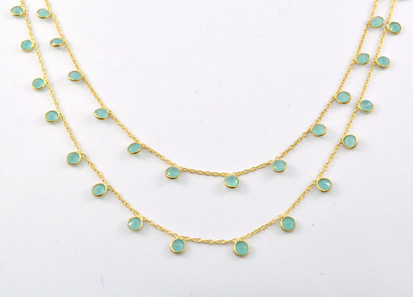 925 Silver Gold Rosary Chain with Stone - 4mm #2