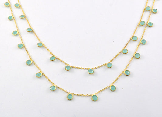925 Silver Gold Rosary Chain with Stone - 4mm #2 - view 3
