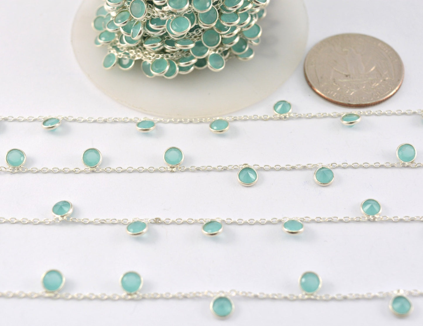 925 Silver Gold Rosary Chain with Stone - 4mm #2