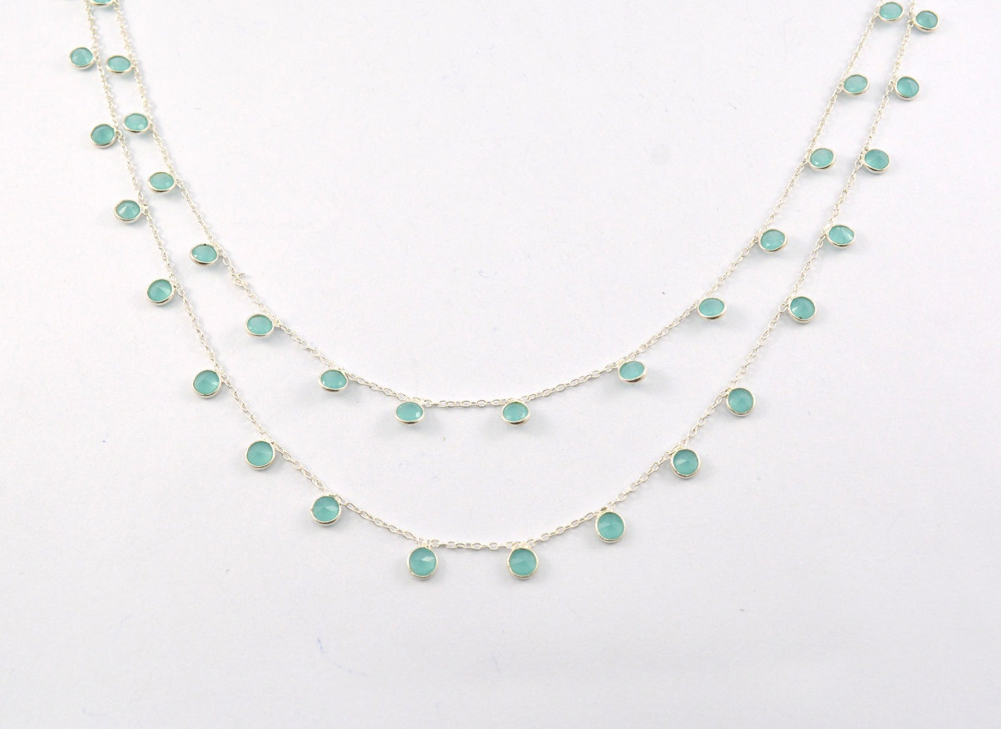 925 Silver Gold Rosary Chain with Stone - 4mm #2