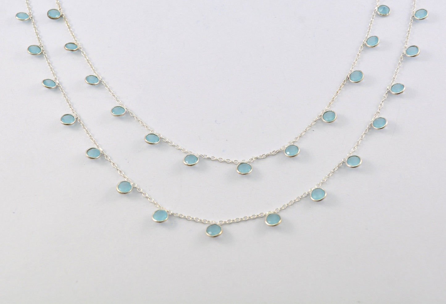 Chalcedony Rosary Chain - 925 Silver Gold, 4mm