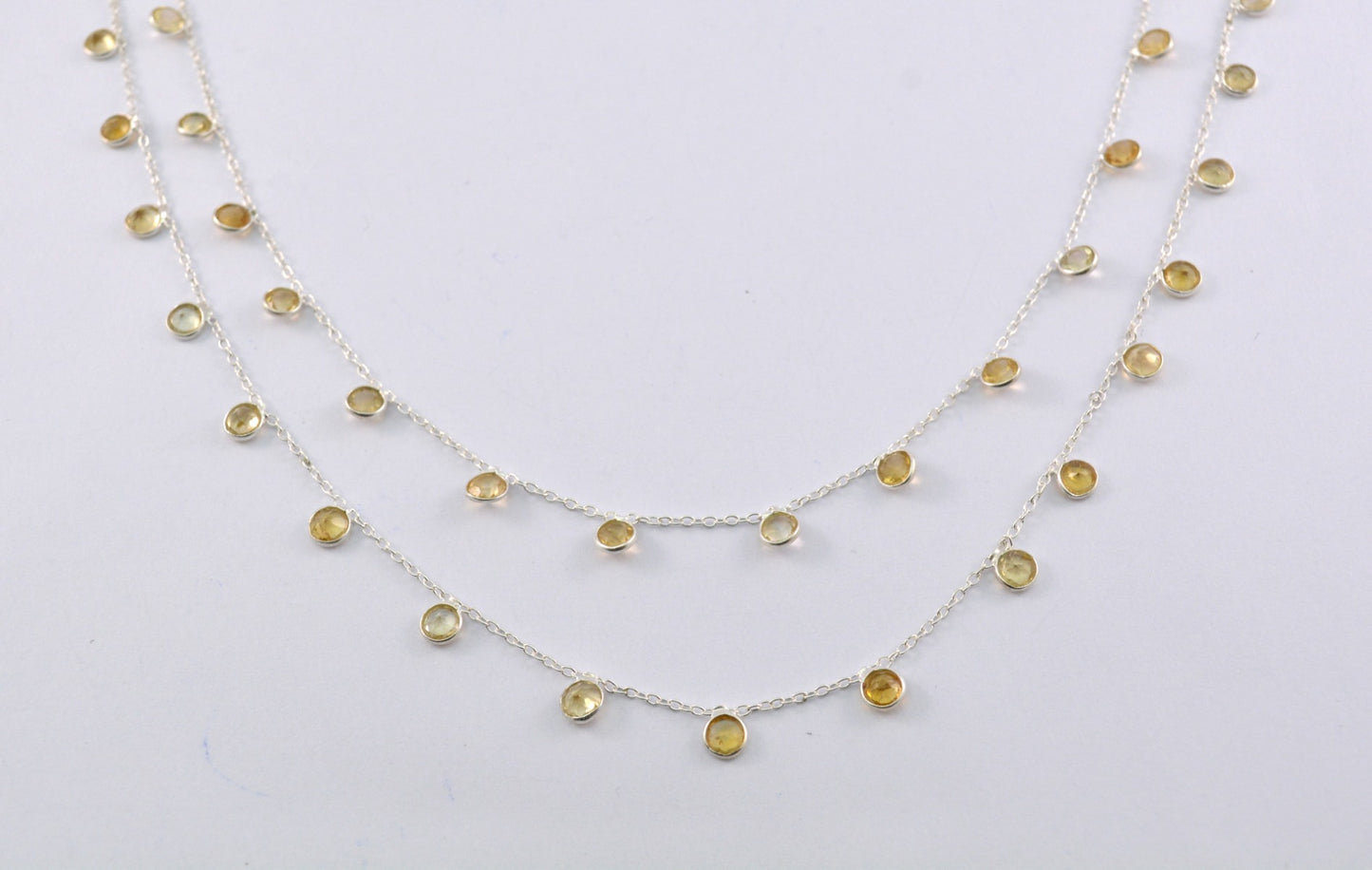 Citrine Rosary Chain - 925 Silver Gold, 4mm