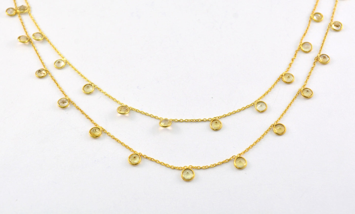 Citrine Rosary Chain - 925 Silver Gold, 4mm