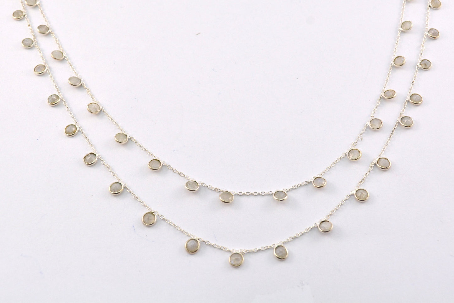 Classic Moonstone Rosary Chain in 925 Silver Gold - 4mm