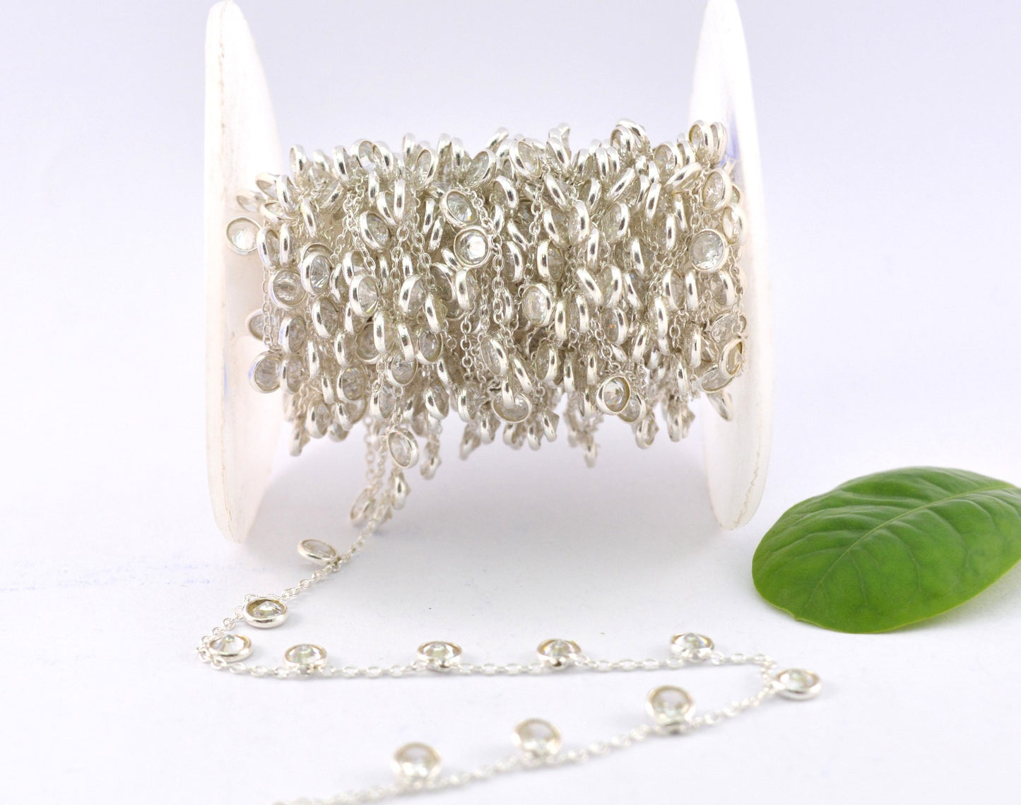 Stunning Crystal Rosary Chain in 925 Silver Gold - 4mm