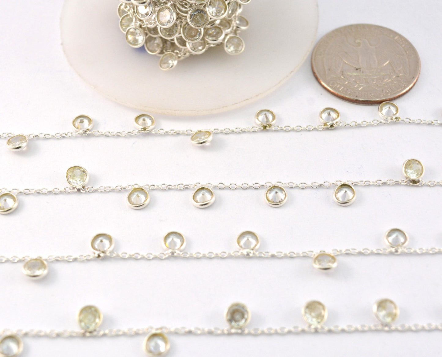 Stunning Crystal Rosary Chain in 925 Silver Gold - 4mm