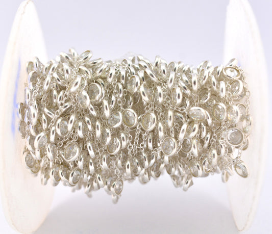 Crystal Rosary Chain, 925 Sterling Silver, 4mm Faceted - view 3