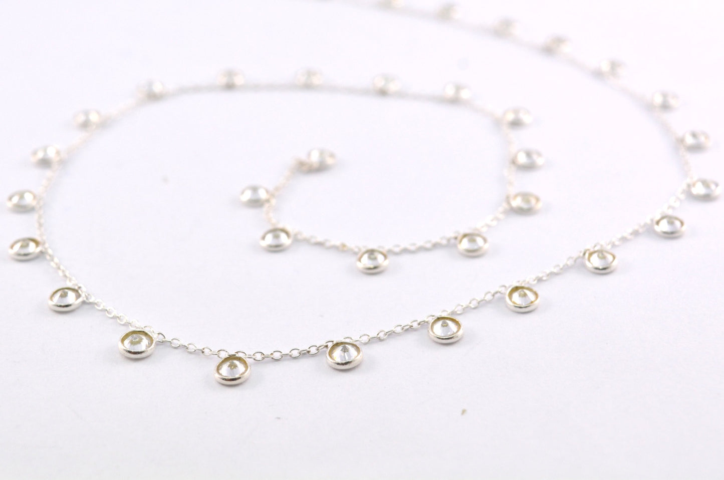 Stunning Crystal Rosary Chain in 925 Silver Gold - 4mm