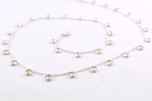 Stunning Crystal Rosary Chain in 925 Silver Gold - 4mm