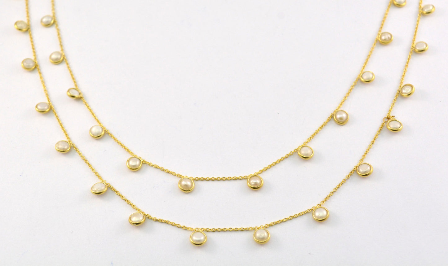 925 Silver Gold Rosary Chain with Pearl - 4mm