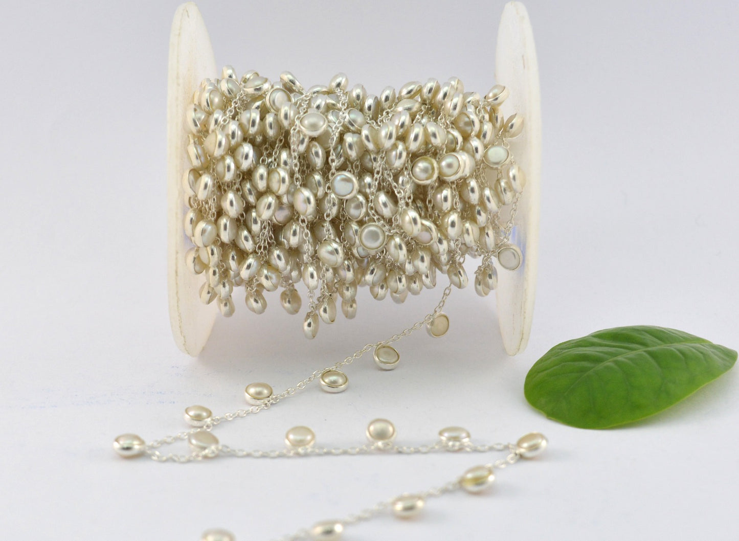 925 Silver Gold Rosary Chain with Pearl - 4mm