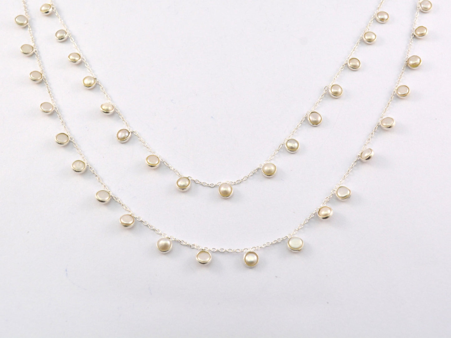 925 Silver Gold Rosary Chain with Pearl - 4mm