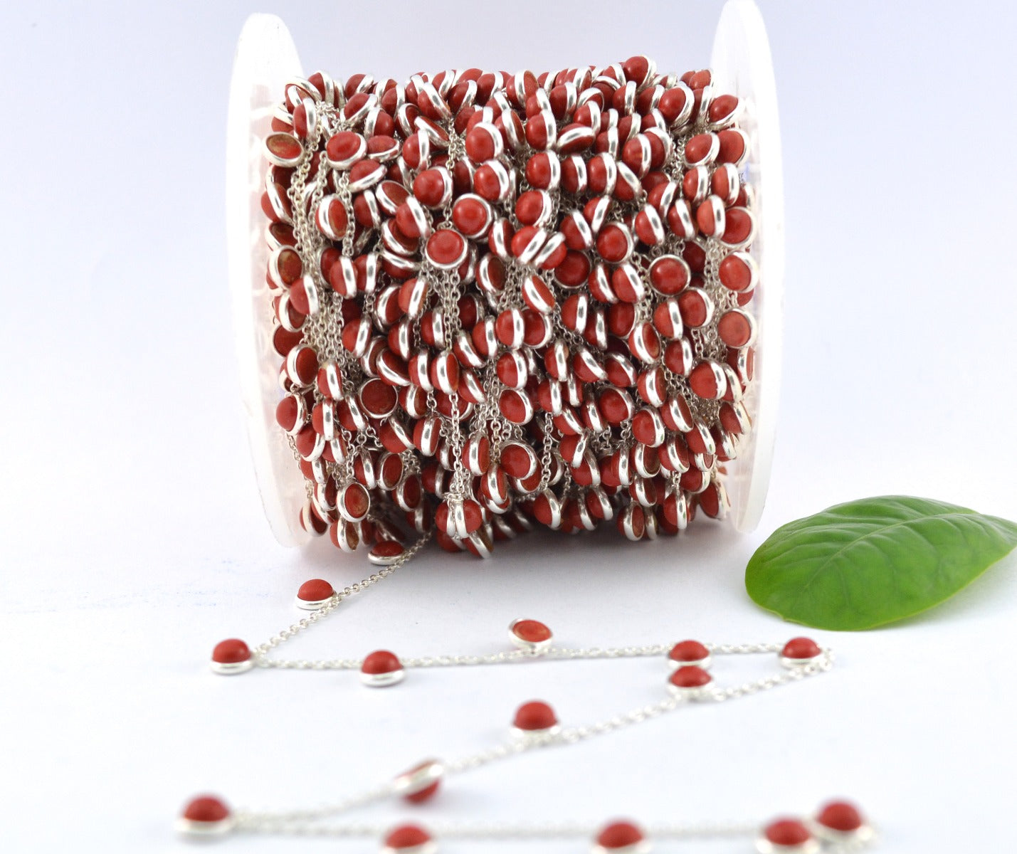 Coral Rosary Chain - 925 Silver Gold, 4mm