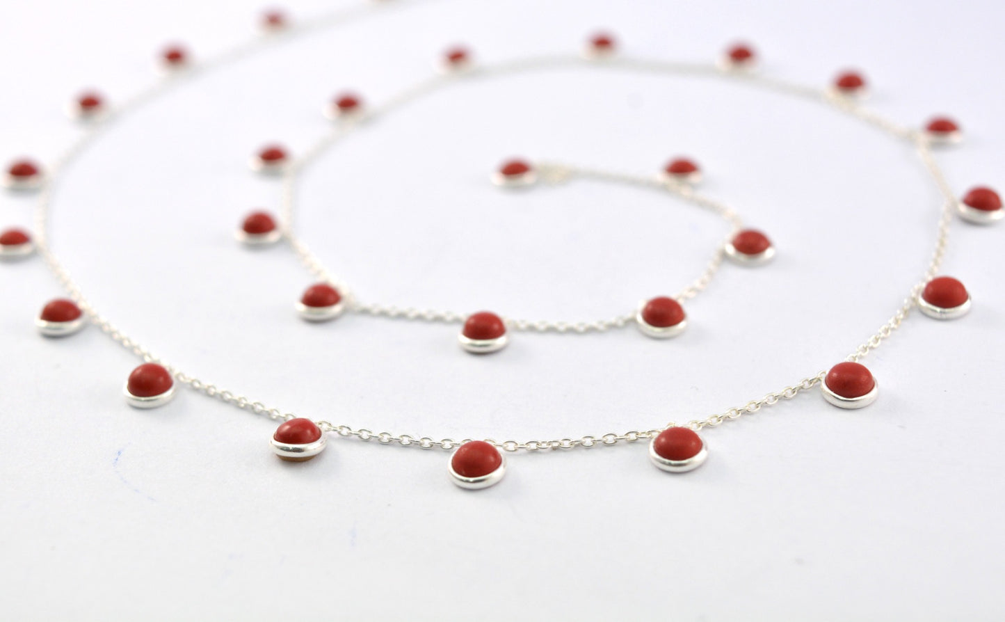 Coral Rosary Chain - 925 Silver Gold, 4mm