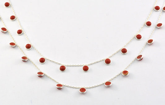 Coral Rosary Chain, 925 Sterling Silver, 4mm Smooth - view 3