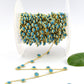 Turquoise Rosary Chain - 925 Silver Gold, 4mm