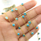 Turquoise Rosary Chain - 925 Silver Gold, 4mm